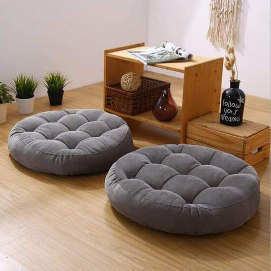 Round Shape Floor Cushion For Casual Seating In Gray Color (Valvet)