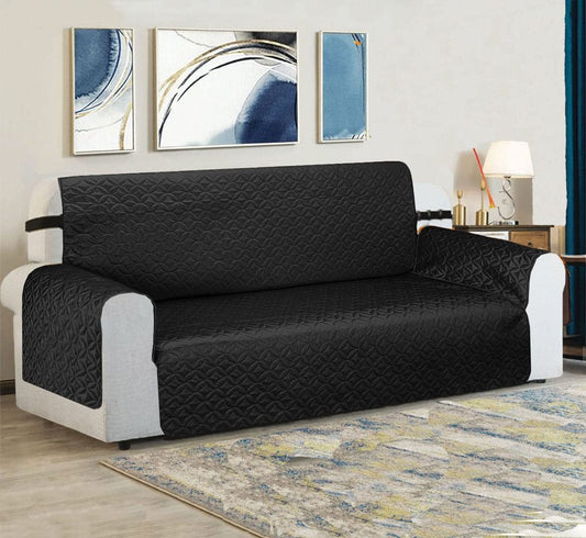 Water Proof Ultra Shine Quilted Sofa Cover Black