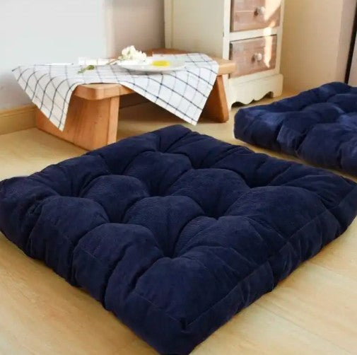 Square Shape Floor Cushion For Casual Seating In Blue Color (Valvet)