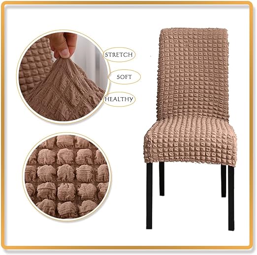 Quilted Style Fitted Chair Cover Khaki