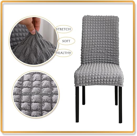 Quilted Style Fitted Chair Cover Silver Gray