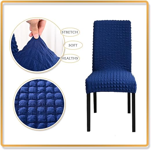 Quilted Style Fitted Chair Cover Blue