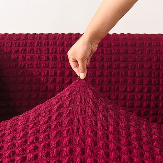 Stretchable Fitted Turkish Bubble Sofa Cover Maroon