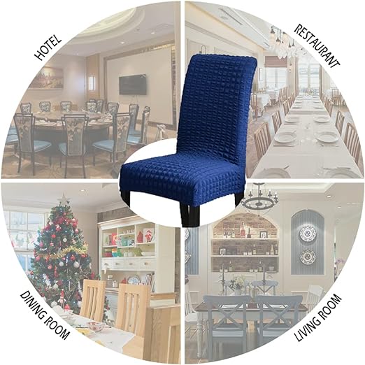 Quilted Style Fitted Chair Cover Blue