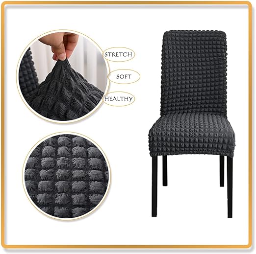 Quilted Style Fitted Chair Cover Dark Gray
