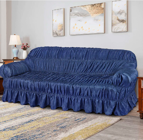 Cotton Jersey Sofa Cover Blue