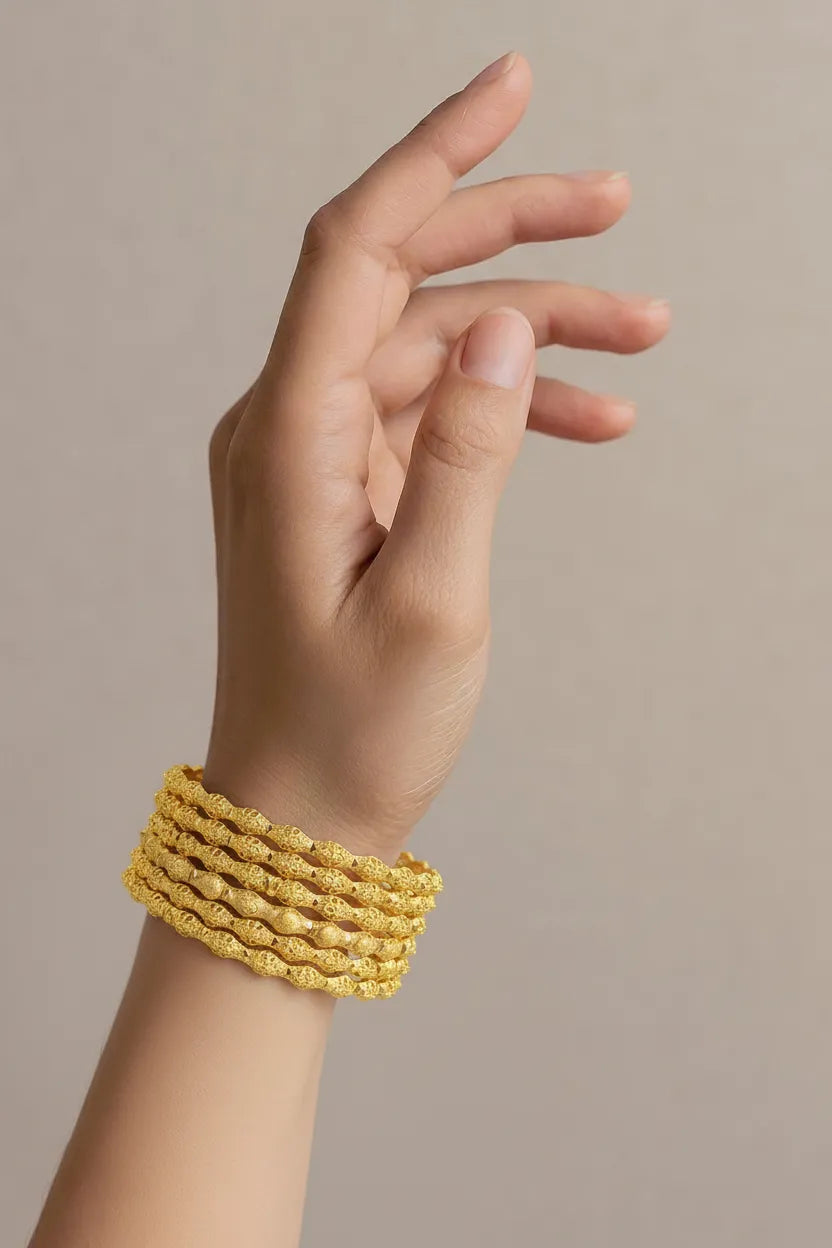 Gold Plated Beautiful Bangles (Code 74) 6 Pc