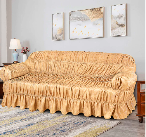 Cotton Jersey Sofa Cover Golden