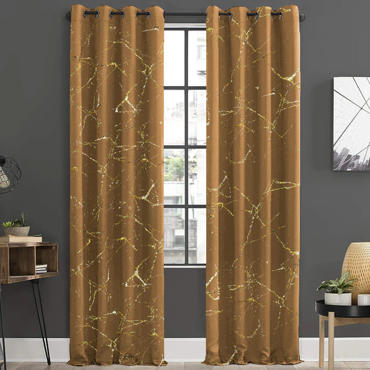Luxury Sprinkle Design Velvet Curtains Dark Brown (Pair)