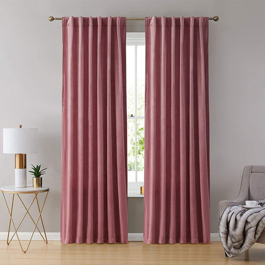 Premium Look Velvet Curtain in Blush Pink Colour (Pair)