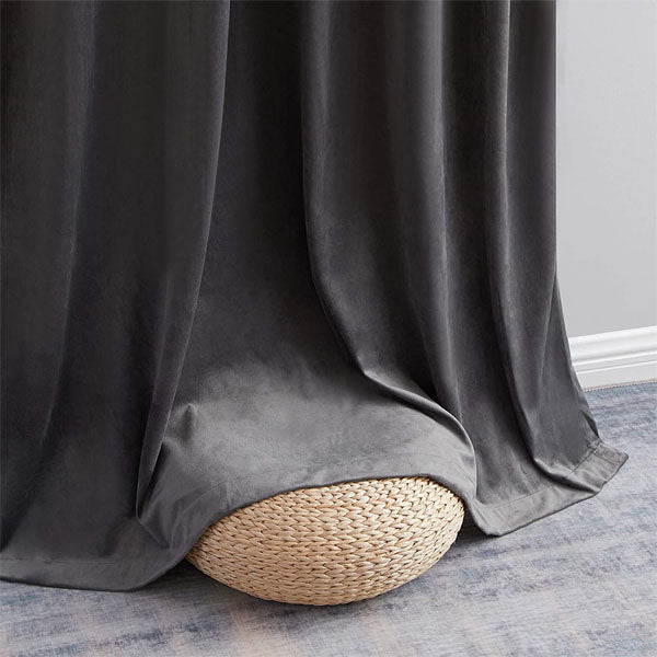 Premium Look Velvet Curtain in Charcoal Grey Colour (Pair)