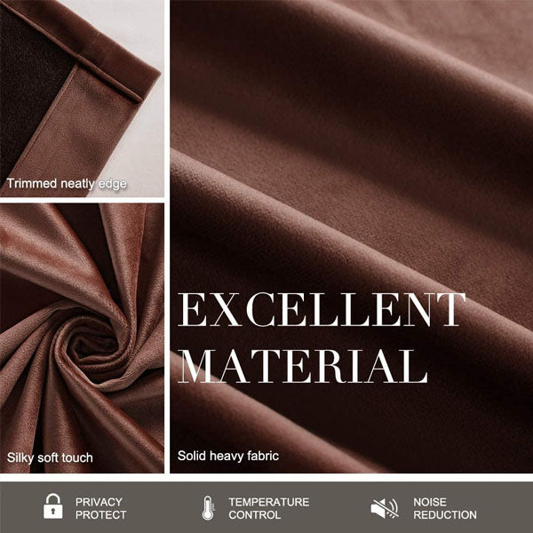 Premium Look Velvet Curtain in Coffee Colour (Pair)
