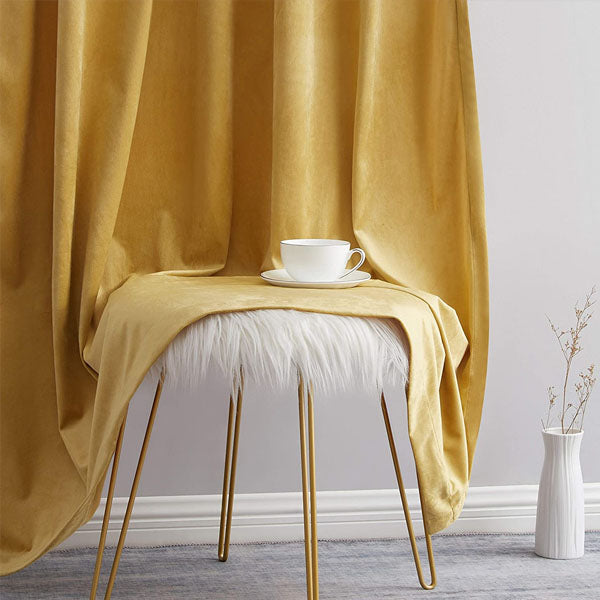 Premium Look Velvet Curtain in Gold Colour (Pair)