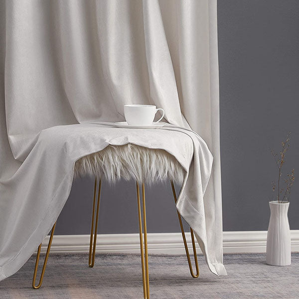 Premium Look Velvet Curtain in Light Grey Colour (Pair)