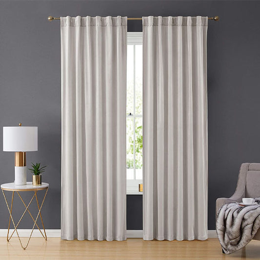 Premium Look Velvet Curtain in Light Grey Colour (Pair)