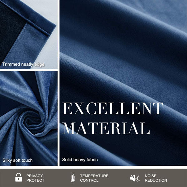 Premium Look Velvet Curtain in Royal Blue Colour (Pair)