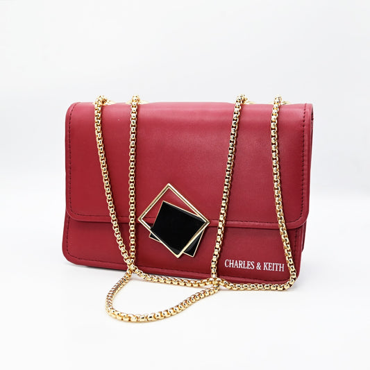 Imported Bag Article in Maroon Colours and Golden Chain  Code 9