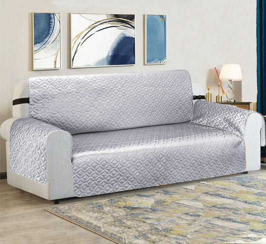 Water Proof Ultra Shine Quilted Sofa Cover Silver