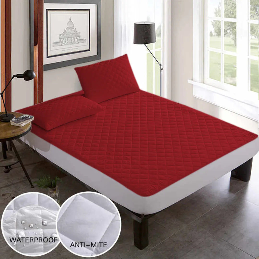 Quilted Water Proof Mattress Cover Maroon