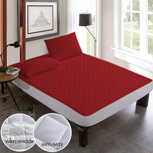 Quilted Water Proof Mattress Cover Maroon