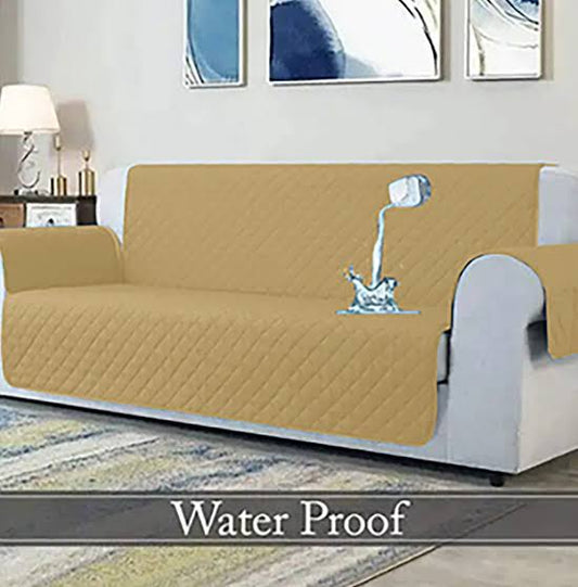 Water Proof Ultra Soft Quilted Sofa Cover Golden