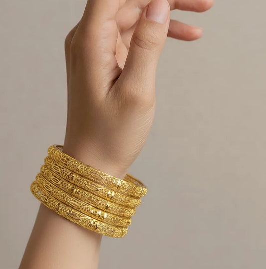 Gold Plated Beautiful Bangles (Code 70) 6 Pc