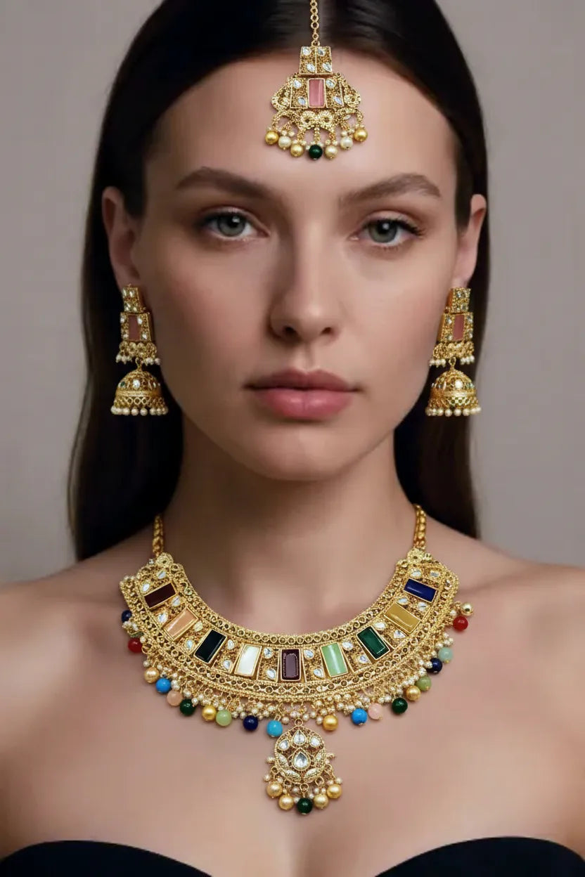 Beautiful MultiColour Traditional Necklace Set