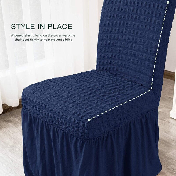 Premium Bubble Frilled Chair Cover Blue