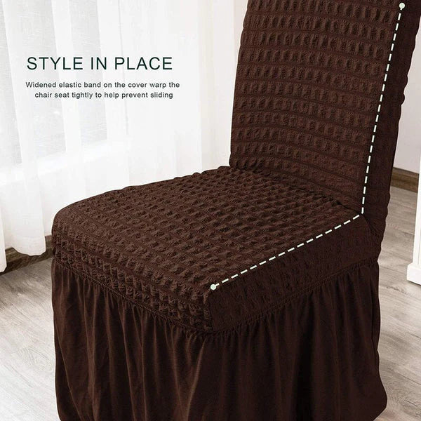 Premium Bubble Frilled Chair Cover Chocolate