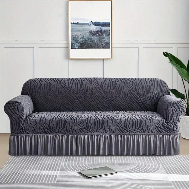 Velvet Stuff Zebra Style Premium Sofa Cover - Gray