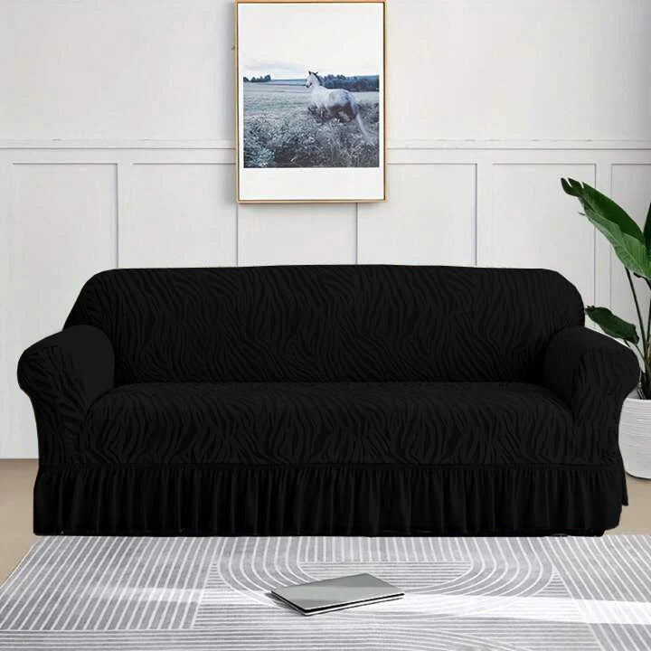 Velvet Stuff Zebra Style Premium Sofa Cover - Black