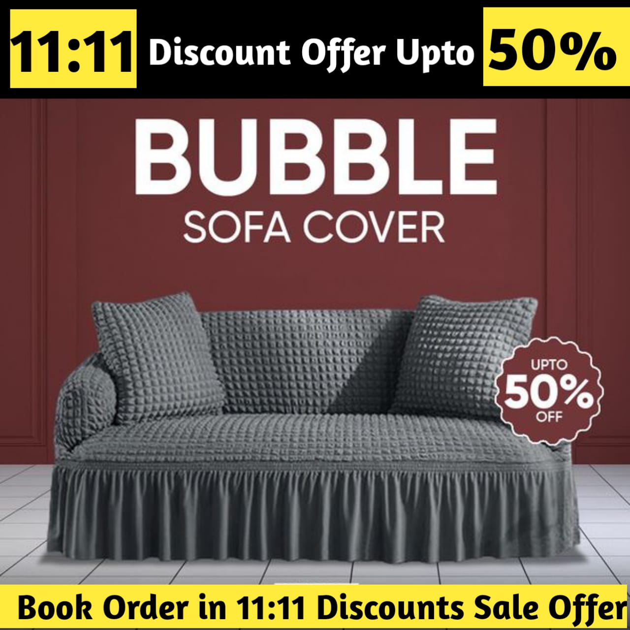 New Turkish Bubble Sofa Cover Gray (Round Shape)