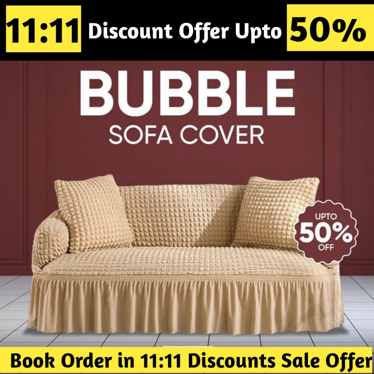 New Turkish Bubble Sofa Cover Golden (Round Shape)