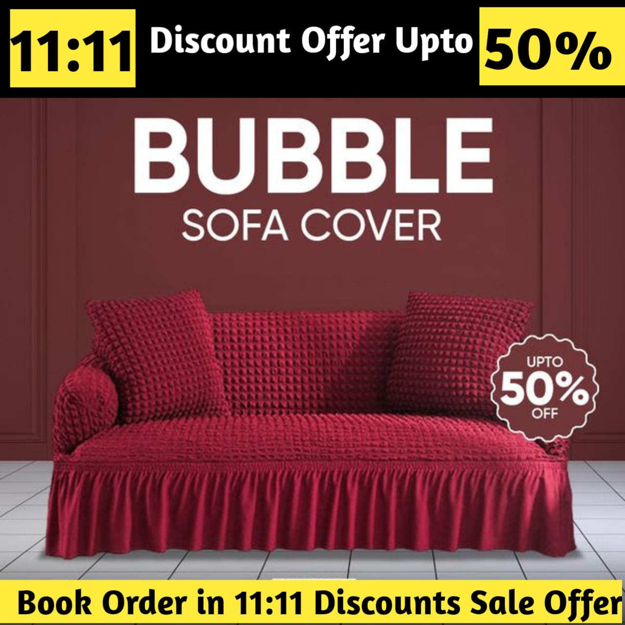 New Turkish Bubble Sofa Cover Maroon (Round Shape)