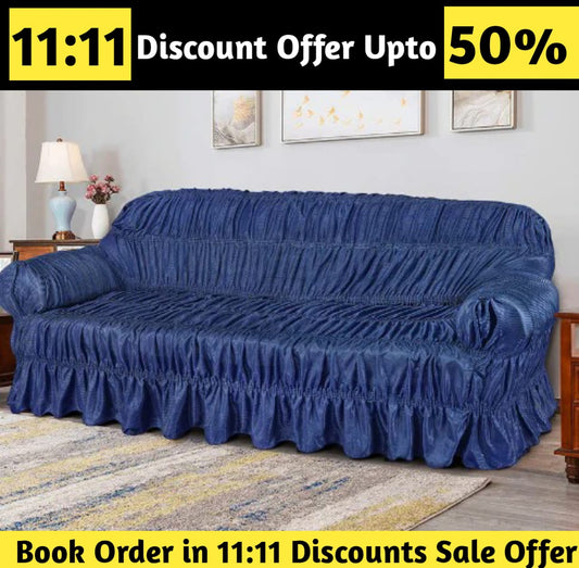 Cotton Jersey Sofa Cover Blue