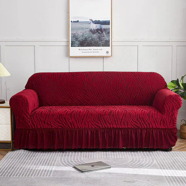 Velvet Stuff Zebra Style Premium Sofa Cover - Maroon