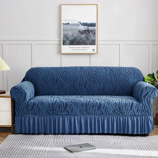 Velvet Stuff Zebra Style Premium Sofa Cover - Blue