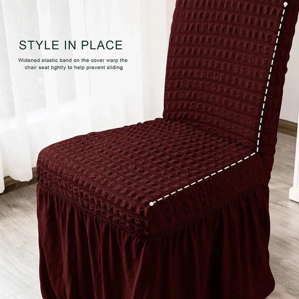 Premium Bubble Frilled Chair Cover Maroon