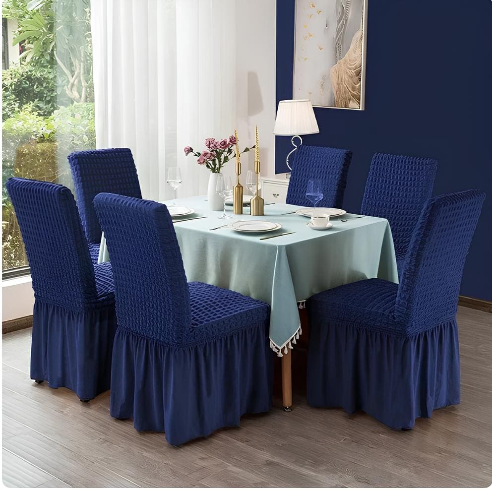 Premium Bubble Frilled Chair Cover Blue