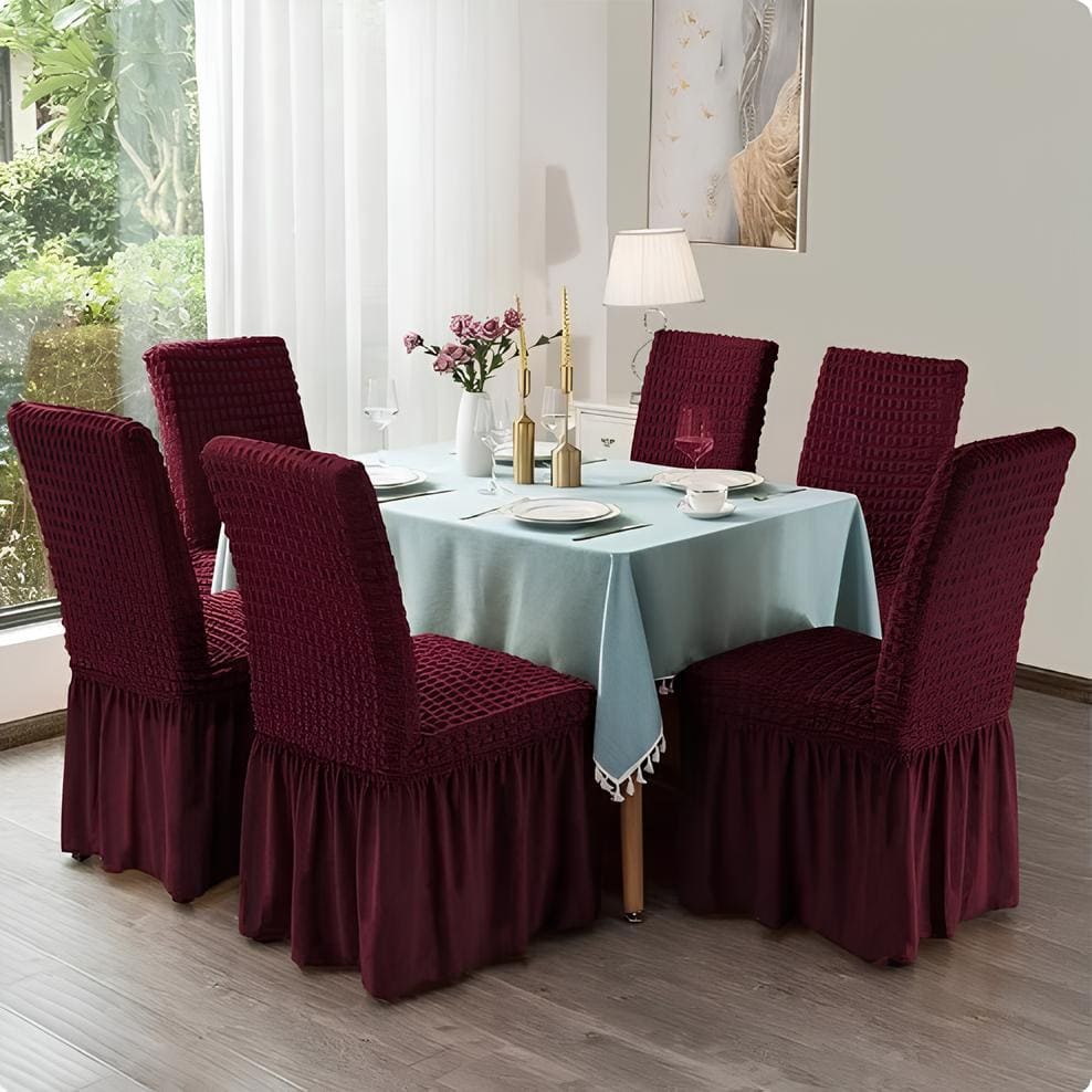 Premium Bubble Frilled Chair Cover Maroon