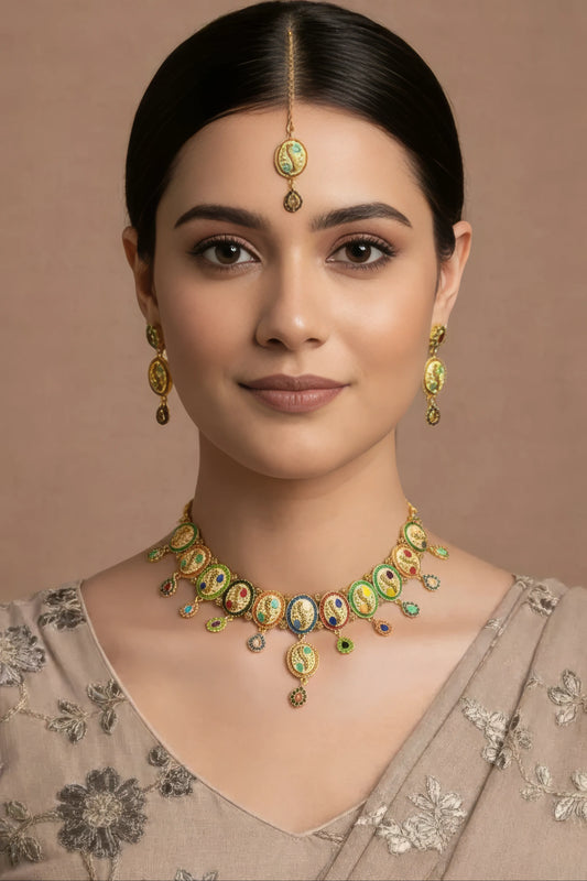Beautiful MultiColour Antique Necklace Set