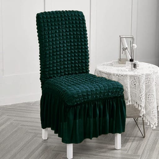 Premium Bubble Frilled Chair Cover Green