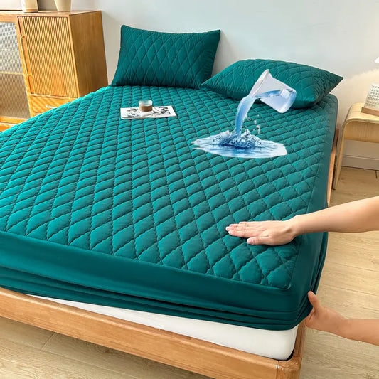 Quilted Waterproof Mattress Protector Double Bed Zinc