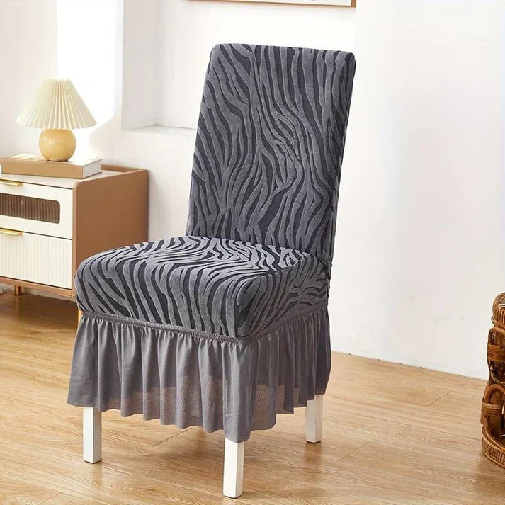 Premium Zabra Velvet Chair Cover Gray