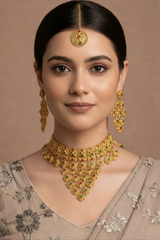 Beautiful Antique Gold Plated Necklace Set